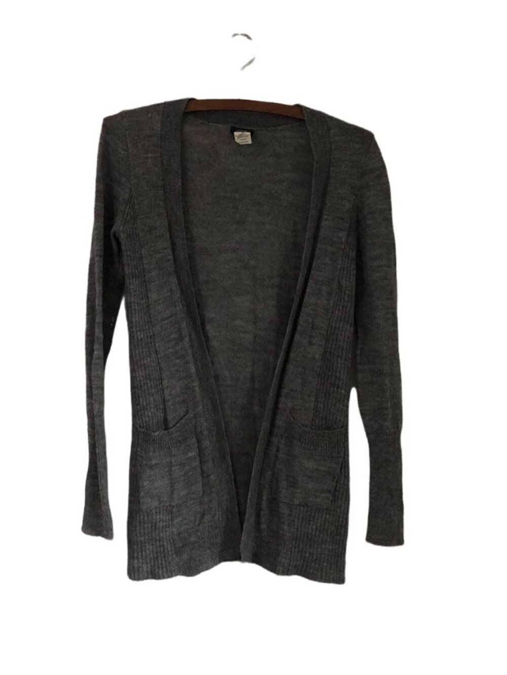 J Crew Gray Pocket Open Cardigan Sweater Alpaca Merino Size XS